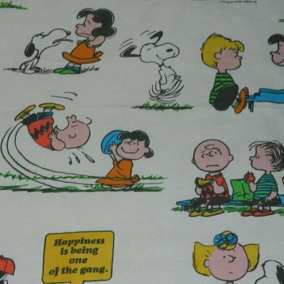Vintage Peanuts Flat Sheet Snoopy Charlie Brown‎ - Picture 4 of 12